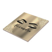 Gold Glitter Sparkle Eyelashes Monogram Name Fliese (Seite)