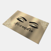 Gold Glitter Sparkle Eyelashes Monogram Name Fußmatte (Schrägansicht)