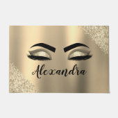 Gold Glitter Sparkle Eyelashes Monogram Name Fußmatte (Vorderseite)