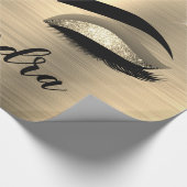Gold Glitter Sparkle Eyelashes Monogram Name Geschenkpapier (Ecke)