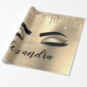Gold Glitter Sparkle Eyelashes Monogram Name Geschenkpapier (Ungerollt)
