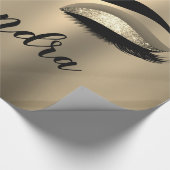 Gold Glitter Sparkle Eyelashes Monogram Name Geschenkpapier (Ecke)