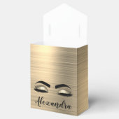 Gold Glitter Sparkle Eyelashes Monogram Name Geschenkschachtel (Geöffnet)