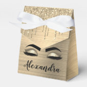 Gold Glitter Sparkle Eyelashes Monogram Name Geschenkschachtel (Vorderseite)