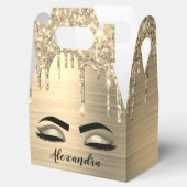 Gold Glitter Sparkle Eyelashes Monogram Name Geschenkschachtel (Geöffnet)