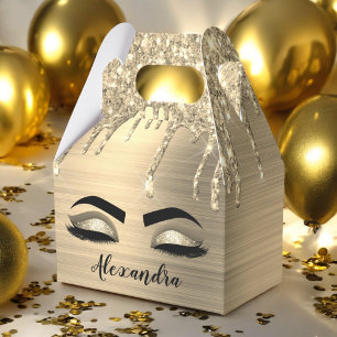 Gold Glitter Sparkle Eyelashes Monogram Name Geschenkschachtel
