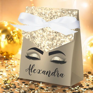 Gold Glitter Sparkle Eyelashes Monogram Name Geschenkschachtel