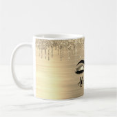 Gold Glitter Sparkle Eyelashes Monogram Name Kaffeetasse (Links)