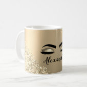 Gold Glitter Sparkle Eyelashes Monogram Name Kaffeetasse (Vorderseite Links)