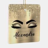 Gold Glitter Sparkle Eyelashes Monogram Name Keramikornament (Rechts)