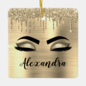 Gold Glitter Sparkle Eyelashes Monogram Name Keramikornament (Vorderseite)