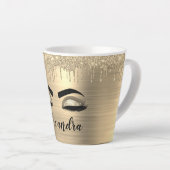 Gold Glitter Sparkle Eyelashes Monogram Name Milchtasse (Rechte Ecke)
