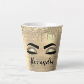 Gold Glitter Sparkle Eyelashes Monogram Name Milchtasse (Vorderseite)
