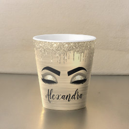 Gold Glitter Sparkle Eyelashes Monogram Name Milchtasse