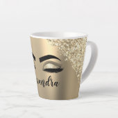 Gold Glitter Sparkle Eyelashes Monogram Name Milchtasse (Rechte Ecke)