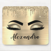 Gold Glitter Sparkle Eyelashes Monogram Name Mousepad (Vorne)