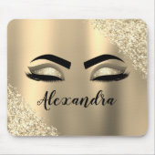 Gold Glitter Sparkle Eyelashes Monogram Name Mousepad (Vorne)