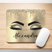 Gold Glitter Sparkle Eyelashes Monogram Name Mousepad