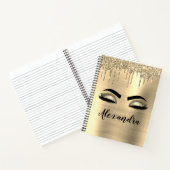 Gold Glitter Sparkle Eyelashes Monogram Name Notizblock (Innenseite)