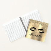 Gold Glitter Sparkle Eyelashes Monogram Name Notizblock (Innenseite)