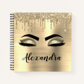 Gold Glitter Sparkle Eyelashes Monogram Name Notizblock (Vorderseite)