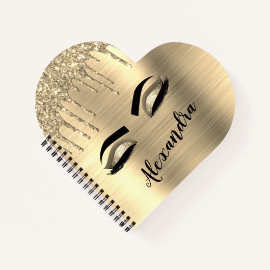 Gold Glitter Sparkle Eyelashes Monogram Name Notizblock (Vorderseite)