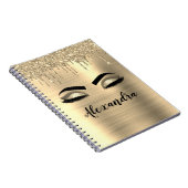 Gold Glitter Sparkle Eyelashes Monogram Name Notizblock (Rechte Seite)