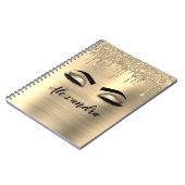 Gold Glitter Sparkle Eyelashes Monogram Name Notizblock (Linke Seite)