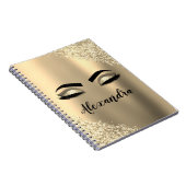 Gold Glitter Sparkle Eyelashes Monogram Name Notizblock (Rechte Seite)