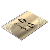 Gold Glitter Sparkle Eyelashes Monogram Name Notizblock (Linke Seite)