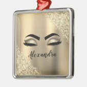 Gold Glitter Sparkle Eyelashes Monogram Name Ornament Aus Metall (Links)