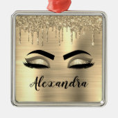 Gold Glitter Sparkle Eyelashes Monogram Name Ornament Aus Metall (Vorne)