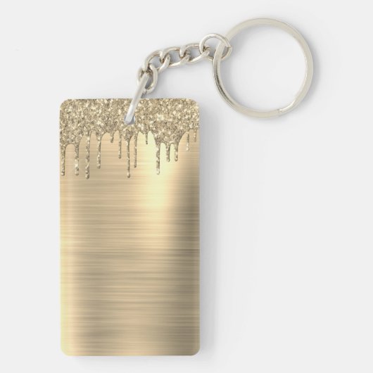 Gold Glitter Sparkle Eyelashes Monogram Name Schlüsselanhänger (Rückseite)