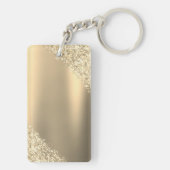 Gold Glitter Sparkle Eyelashes Monogram Name Schlüsselanhänger (Rückseite)