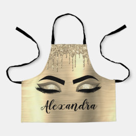 Gold Glitter Sparkle Eyelashes Monogram Name Schürze