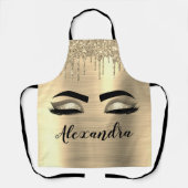 Gold Glitter Sparkle Eyelashes Monogram Name Schürze (Vorderseite)