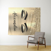 Gold Glitter Sparkle Eyelashes Monogram Name Wandteppich (Beispiel (Horizontal))