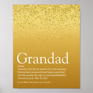 Gold Glitter Spaß Opa Großvater Papa Definition Poster