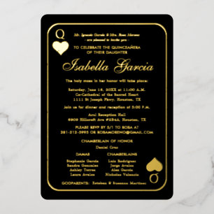 Gold Glitter Spielkarte   Las Vegas Quinceañera Folieneinladung
