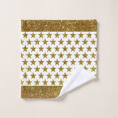Gold Glitter Stars Bath Towel Set (Waschlappen)