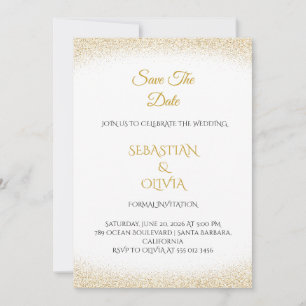 Gold Glitter-Staub Hochzeit Save-the-Date-Karte