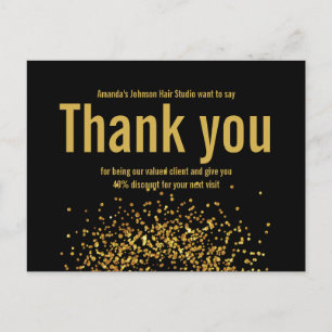 Gold Glitter Stern Danke Fett Schwarz Postkarte