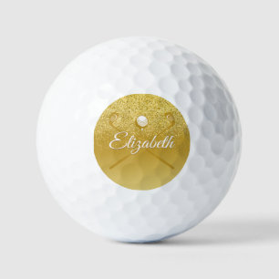 Gold Glitter Stilvoller Schriftname Golfball