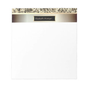 Gold Glitter Streifen, Rahmen - Personalisiert Notizblock