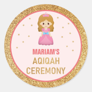 Gold Glitter Süße Kleine Prinzessin Aqiqah Runder Aufkleber