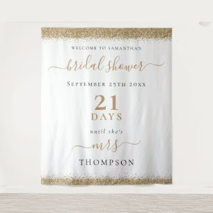 Gold Glitter Tage bis zur Hochzeit Begrüßung Braut Wandteppich