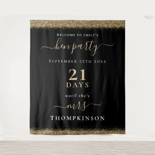 Gold Glitter Tage Hochzeit Willkommen Junggesellin Wandteppich