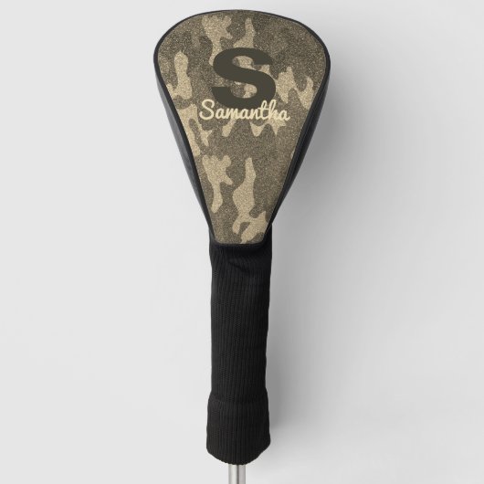 Gold Glitter-Tarnung Personalisiertes Monogramm Golf Headcover (Vorderseite)