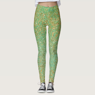 Gold Glitter & Teal Aqua Glam Glitzer Glitzernd Leggings