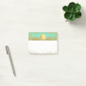 Gold Glitter & Teal Aqua Glam Individueller Monogr Post-it Klebezettel (Büro)